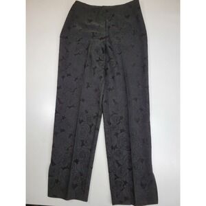 Alison Taylor Black Floral Jacquard Dress Pants Womens Size 10 Career Wide Leg
